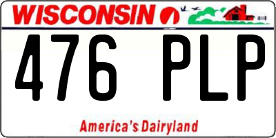 WI license plate 476PLP