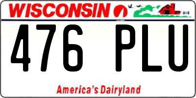 WI license plate 476PLU