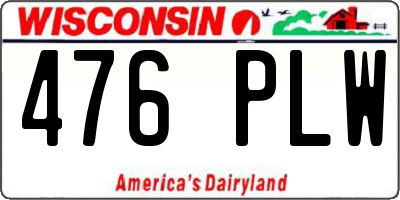 WI license plate 476PLW