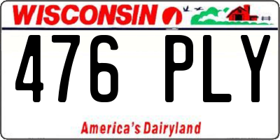 WI license plate 476PLY