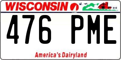 WI license plate 476PME
