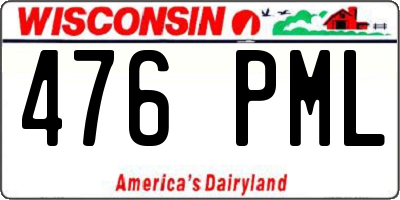 WI license plate 476PML