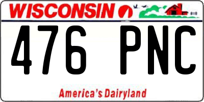 WI license plate 476PNC