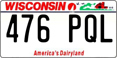 WI license plate 476PQL