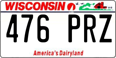 WI license plate 476PRZ