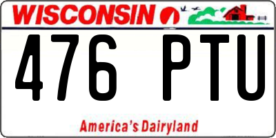 WI license plate 476PTU