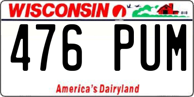 WI license plate 476PUM