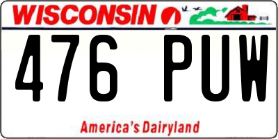 WI license plate 476PUW