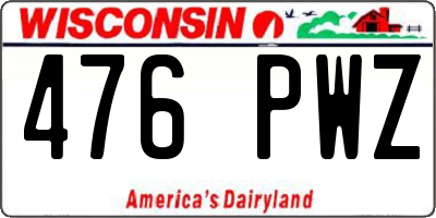 WI license plate 476PWZ