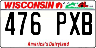 WI license plate 476PXB