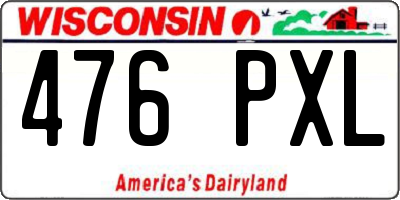 WI license plate 476PXL