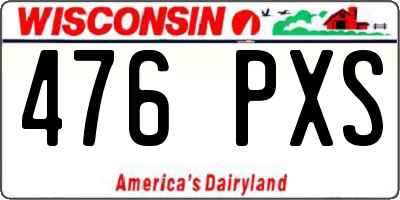 WI license plate 476PXS
