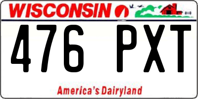 WI license plate 476PXT