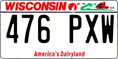 WI license plate 476PXW
