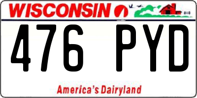 WI license plate 476PYD