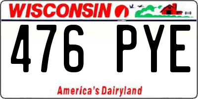WI license plate 476PYE