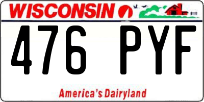 WI license plate 476PYF