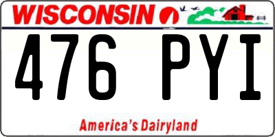 WI license plate 476PYI