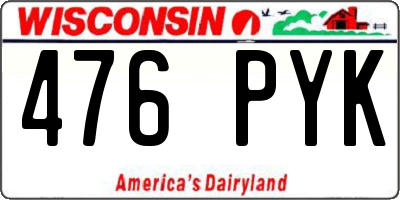 WI license plate 476PYK