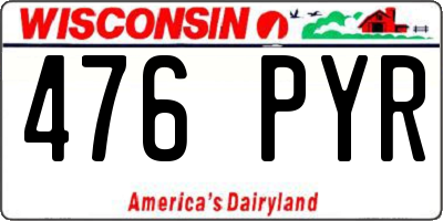 WI license plate 476PYR