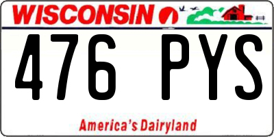 WI license plate 476PYS