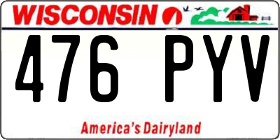 WI license plate 476PYV