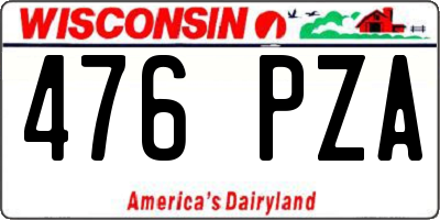 WI license plate 476PZA