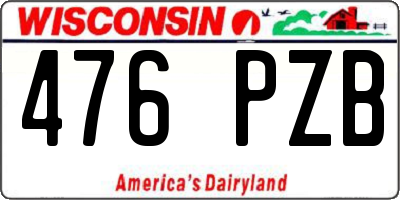 WI license plate 476PZB