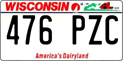 WI license plate 476PZC