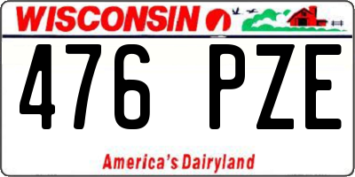 WI license plate 476PZE