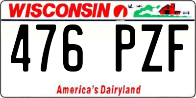 WI license plate 476PZF