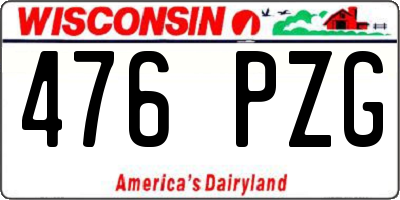 WI license plate 476PZG