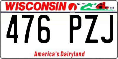 WI license plate 476PZJ