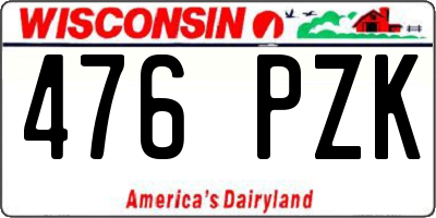 WI license plate 476PZK