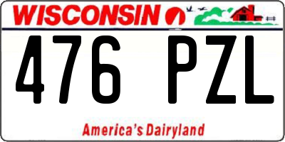 WI license plate 476PZL