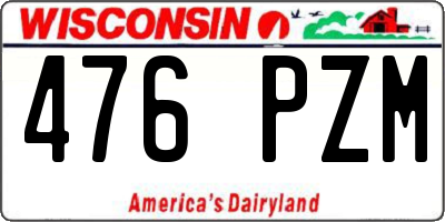WI license plate 476PZM