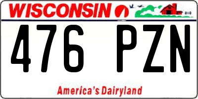 WI license plate 476PZN