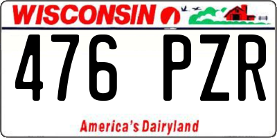 WI license plate 476PZR