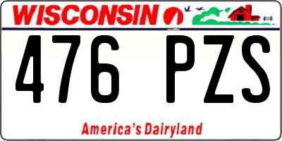 WI license plate 476PZS