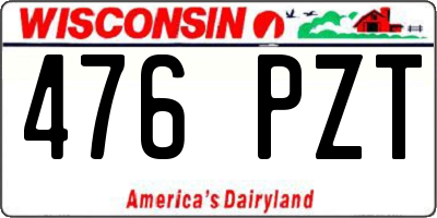 WI license plate 476PZT