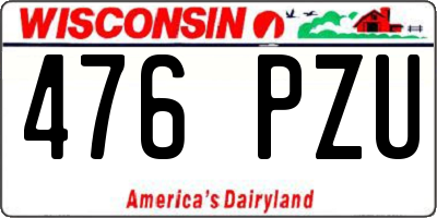 WI license plate 476PZU