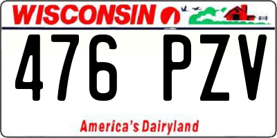 WI license plate 476PZV