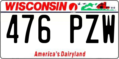 WI license plate 476PZW