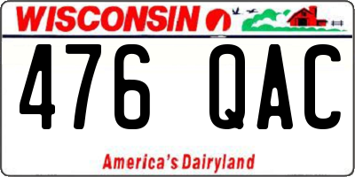 WI license plate 476QAC