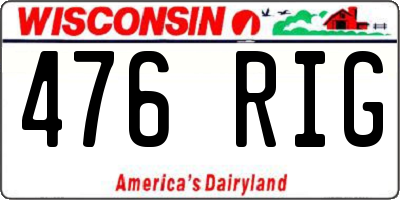 WI license plate 476RIG
