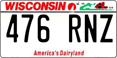 WI license plate 476RNZ