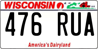 WI license plate 476RUA