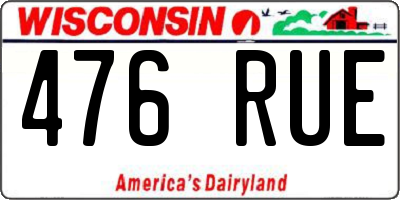 WI license plate 476RUE