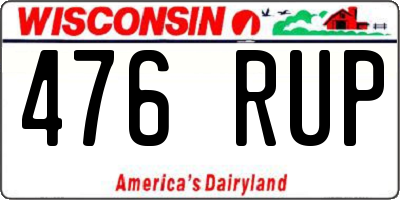 WI license plate 476RUP