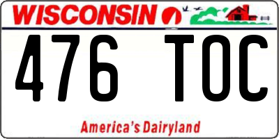 WI license plate 476TOC